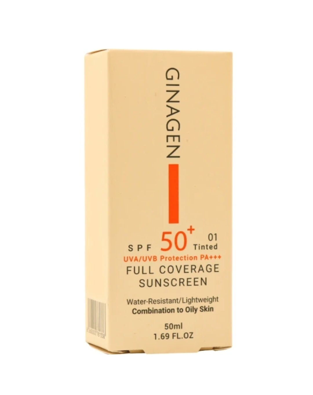 کرم ضد آفتاب رنگی ژیناژن مناسب پوست های چرب و مختلط SPF 50 حجم ۵۰ میل