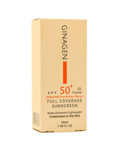 کرم ضد آفتاب رنگی ژیناژن مناسب پوست های چرب و مختلط SPF 50 حجم ۵۰ میل