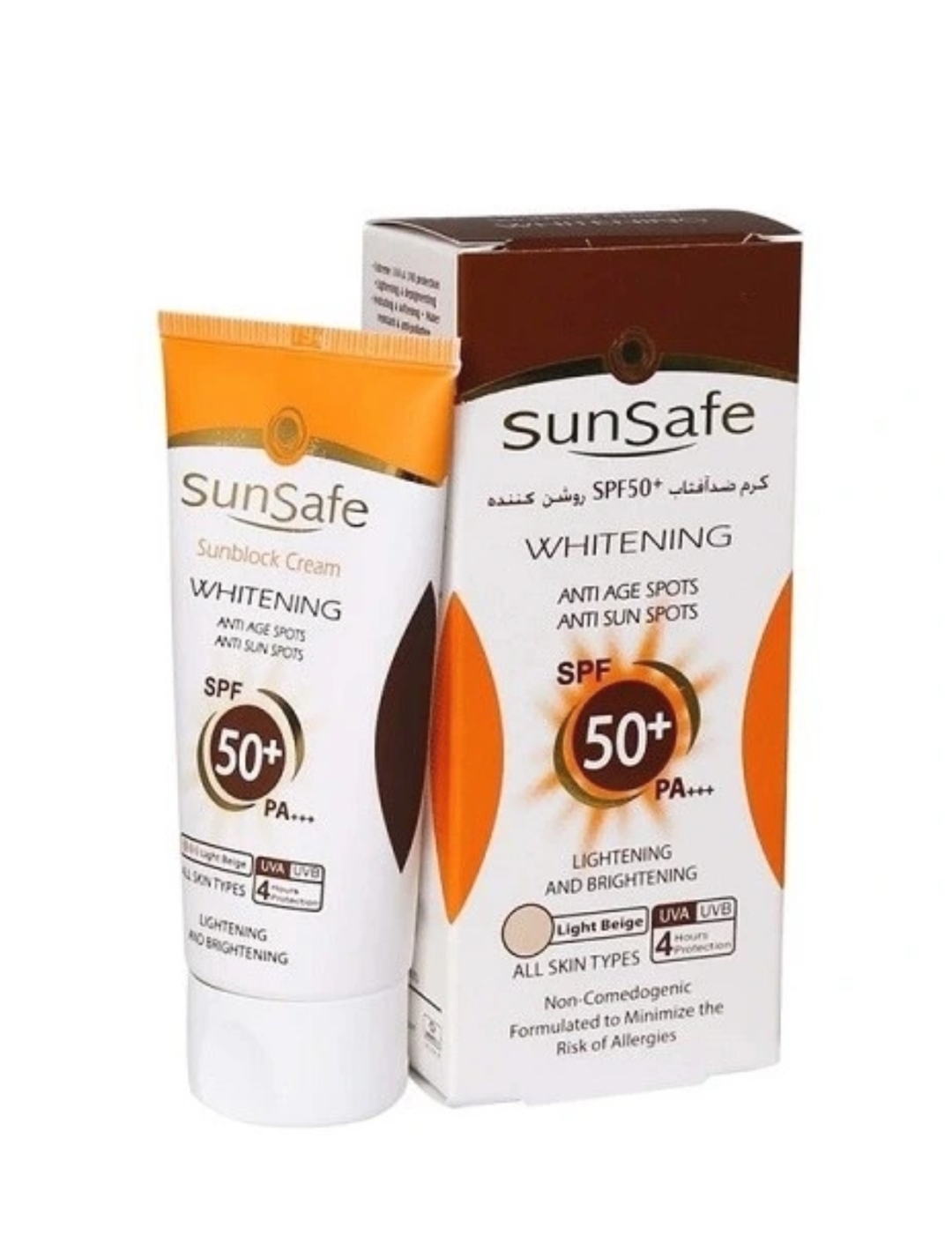 کرم ضد آفتاب سان سیف SPF 50 روشن کننده رنگی مناسب انواع پوست ۵۰ میل