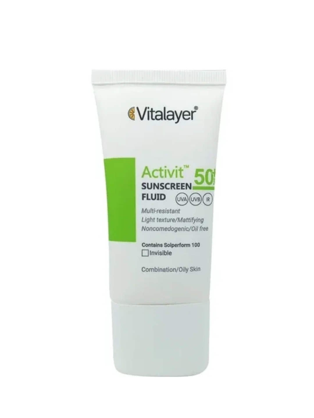 ضد آفتاب فلوئید ویتالایر مناسب پوست چرب مدل اکتی ویت بی رنگ SPF 50 حجم ۵۰ میل