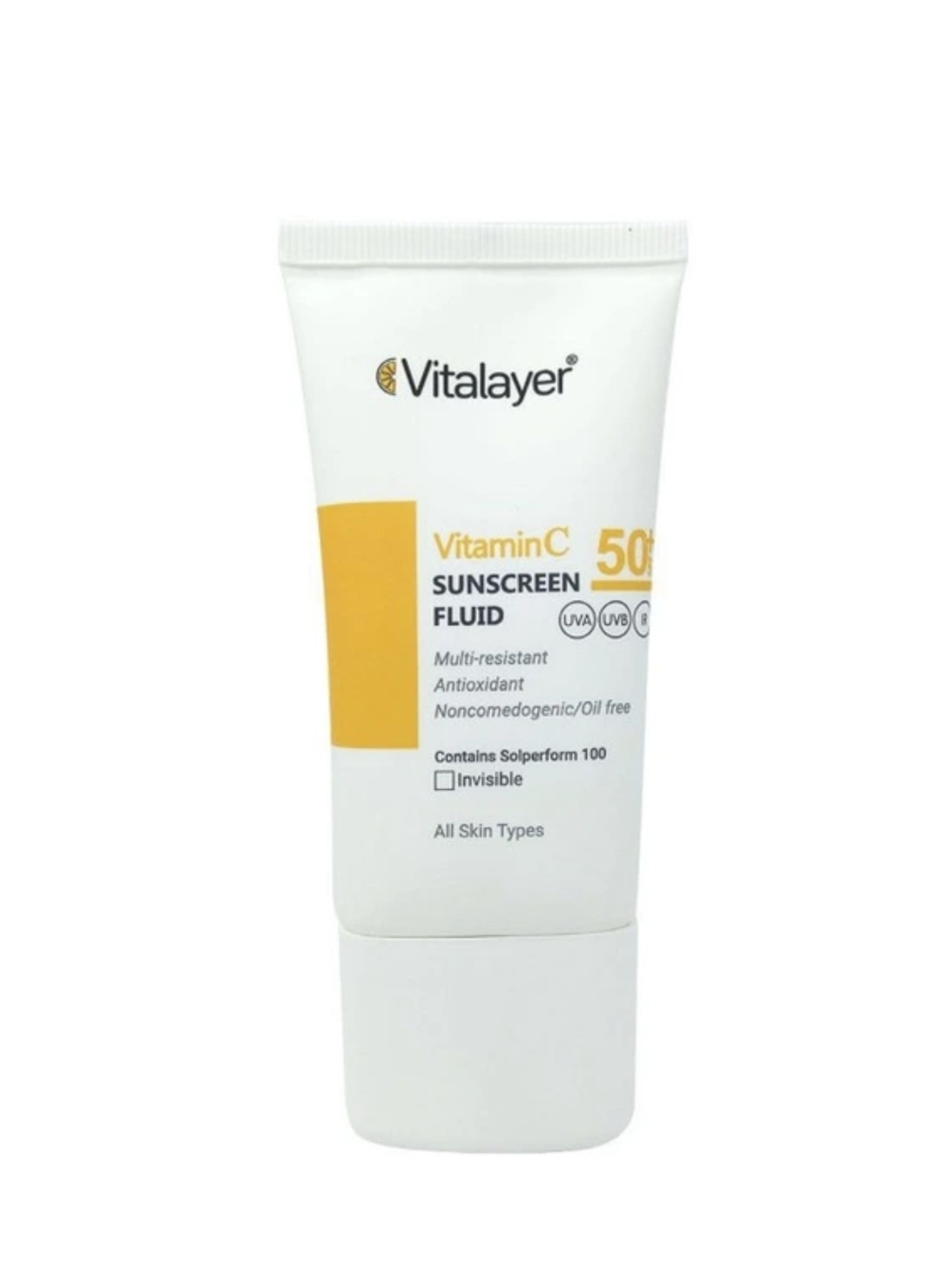 ضد آفتاب فلوئید ویتالایر مدل ویتامین C بی رنگ SPF 50 حجم ۵۰ میل