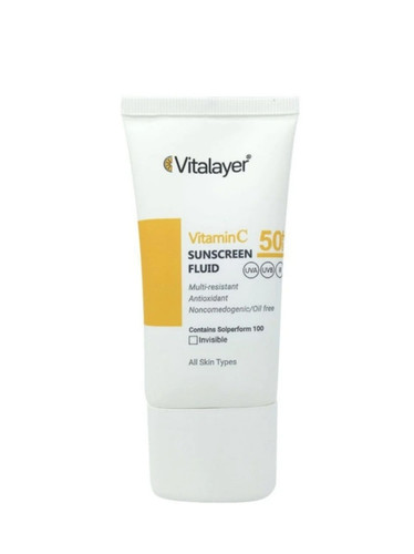 ضد آفتاب فلوئید ویتالایر مدل ویتامین C بی رنگ SPF 50 حجم ۵۰ میل