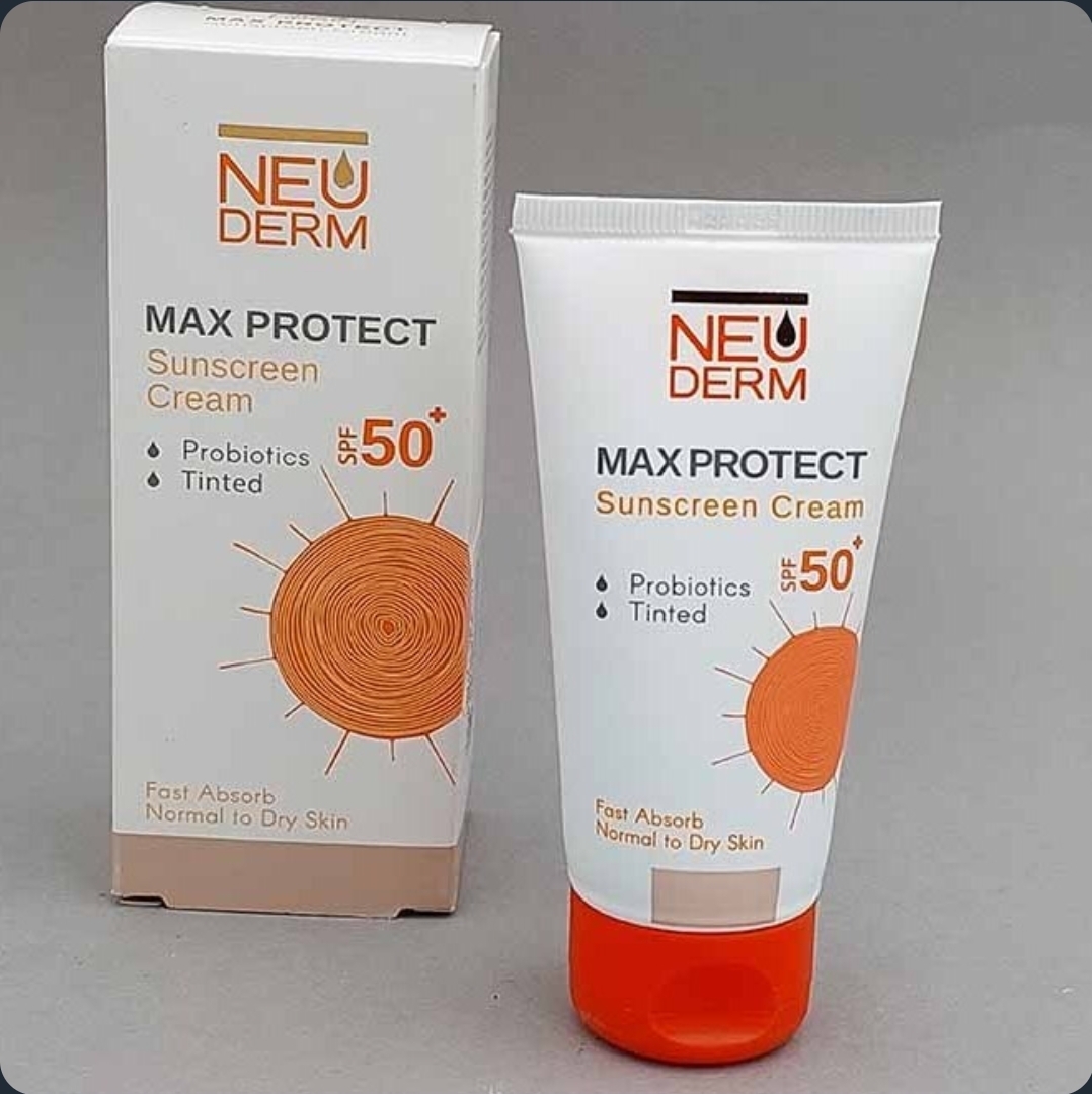 کرم ضد آفتاب نئودرم مدل مکس پروتکت رنگی پوست های خشک و معمولی SPF 50 حجم ۵۰ میل