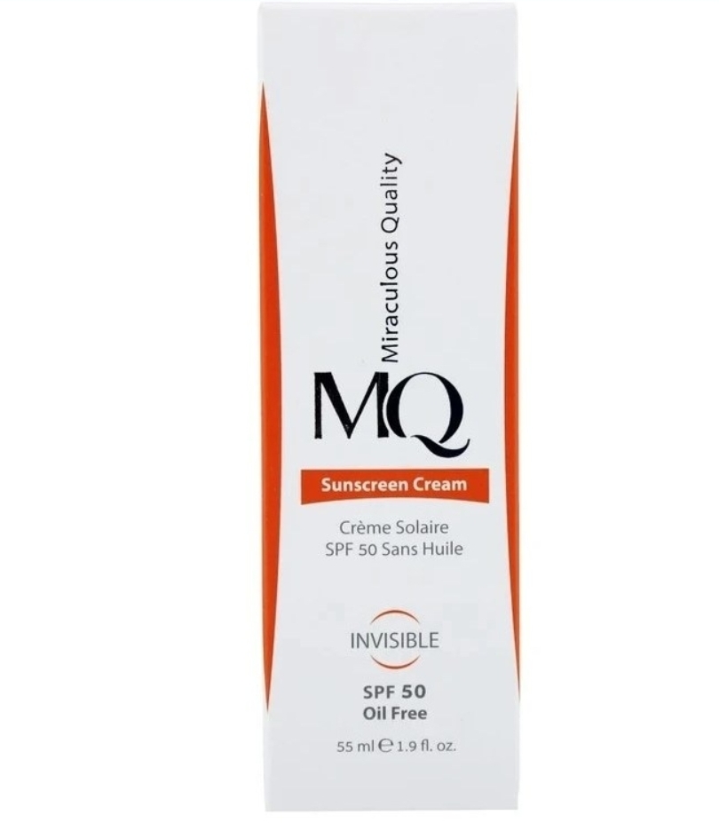 کرم ضد آفتاب ام کیو مناسب پوست چرب بی رنگ SPF 50 حجم ۵۵ میل