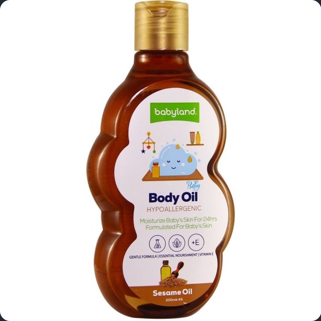 روغن نرم کننده پوست بچه بیبی لند حاوی روغن کنجد و ویتامین E حجم ۲۰۰ میل